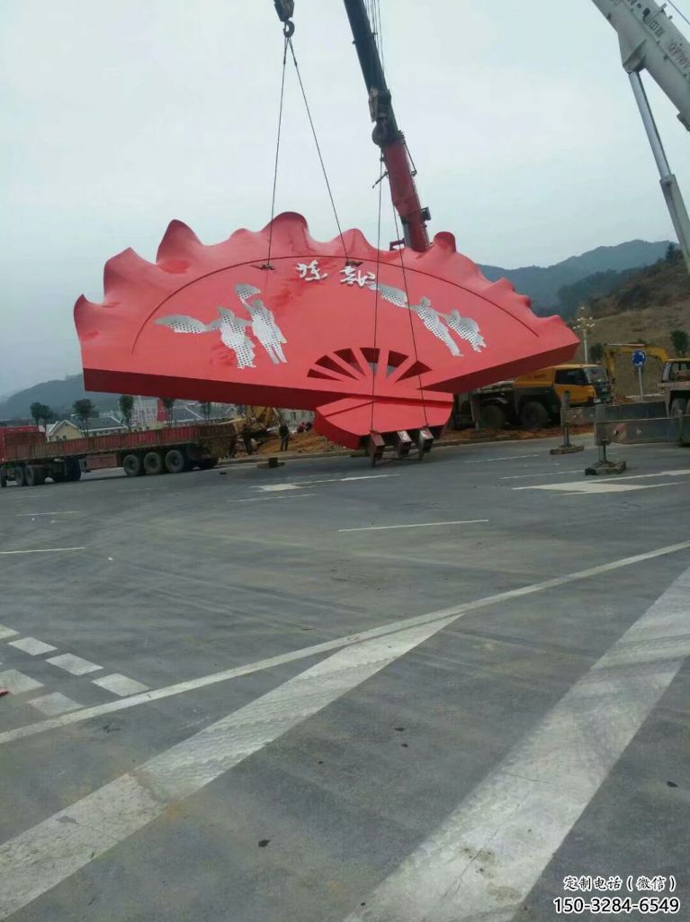 花邊扇子雕塑，廣場不銹鋼雕塑