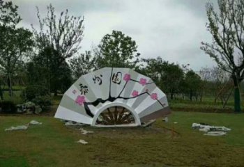 大型扇子雕塑 歐式步行街雕塑 彩繪扇形雕塑