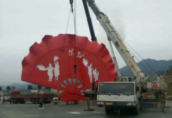 大型商場扇子雕塑 仿真景觀雕塑 鏡面扇形雕塑