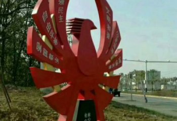 仿古扇子雕塑 騰飛草雕塑 房地產扇形雕塑