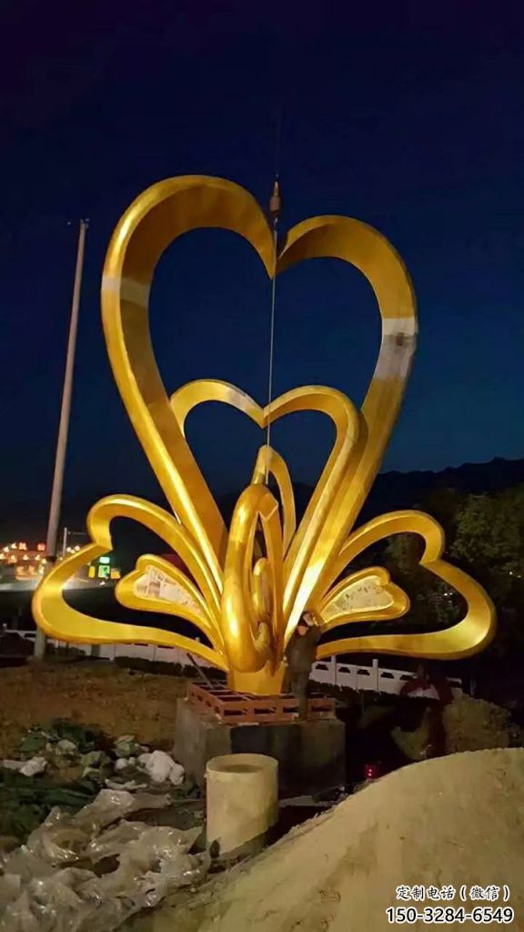 別墅區雙心雕塑 大型別墅區雕塑 剪影心心相印雕塑