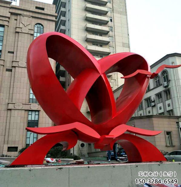 步行街雙心雕塑 游樂場桃心雕塑 鑄造心心相印雕塑