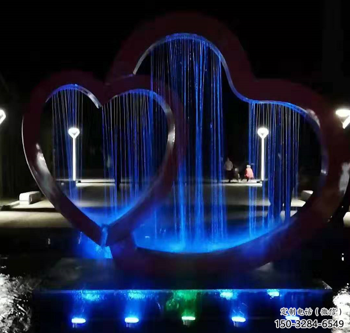 街頭雙心雕塑 大型別墅區(qū)雕塑 鋼管心心相印雕塑