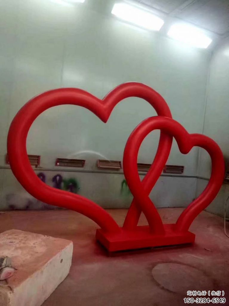 商業(yè)街雙心雕塑 烤漆雕塑 彩繪心心相印雕塑