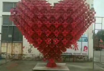 房地產心形雕塑 現代桃心雕塑 幾何愛情雕塑