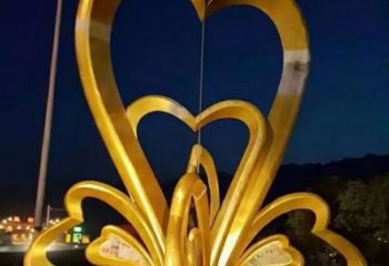 別墅區雙心雕塑 大型別墅區雕塑 剪影心心相印雕塑