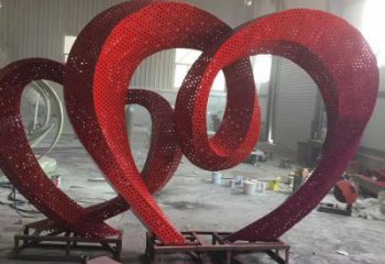 草地雙心雕塑 現代校園雕塑 大型心心相印雕塑