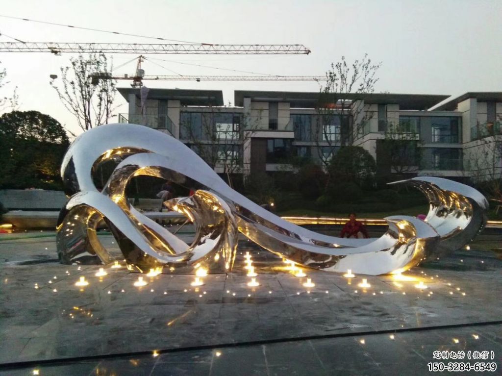 大型商場浪花雕塑 仿真海浪雕塑 鏡面波浪雕塑