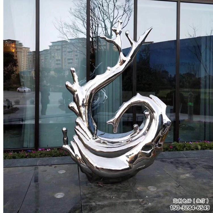 街道浪花雕塑 現(xiàn)代海浪雕塑 彩繪波浪雕塑