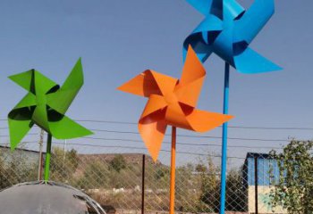 步行街風車雕塑 游樂場風動雕塑 鑄造旋轉雕塑