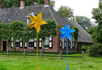 村口風車雕塑 啞光風動雕塑 公園旋轉雕塑