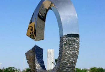 廣場磁鐵雕塑 抽象雕塑 烤漆u型雕塑