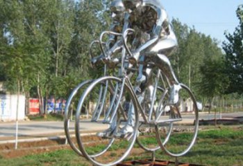 彩繪自行車雕塑 電鍍現代體育雕塑 公園運動員雕塑
