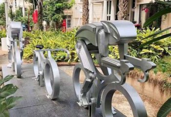 大型商場自行車雕塑 仿真體育雕塑 鏡面運動員雕塑
