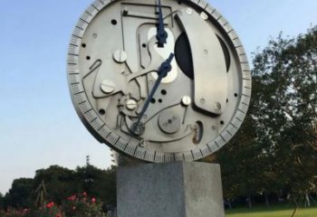 創(chuàng)意鐘表雕塑 啞光時(shí)鐘雕塑 公園雕塑