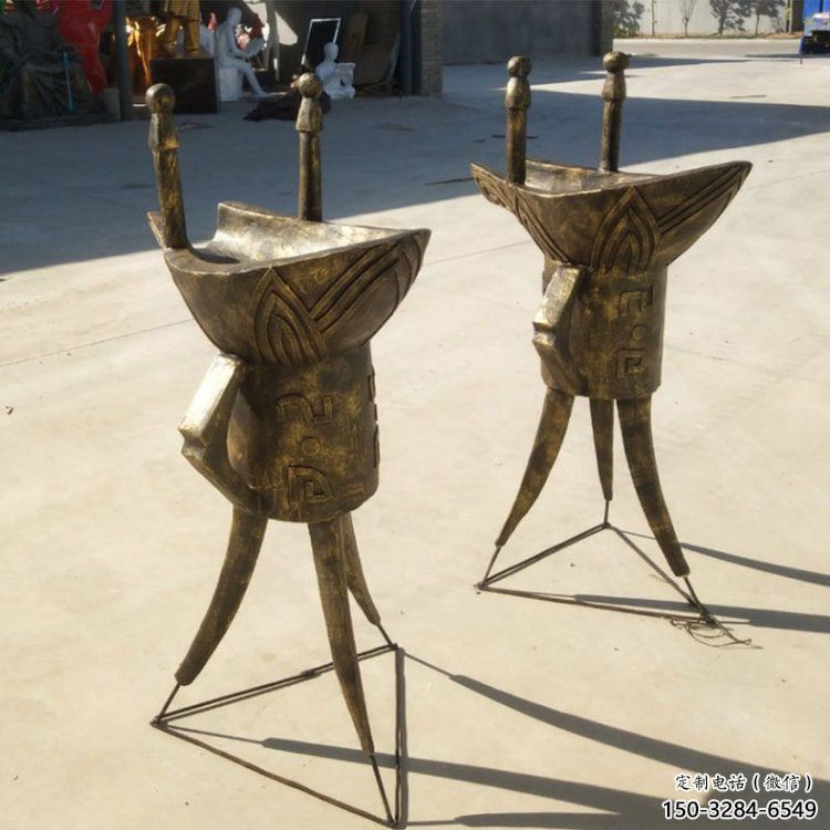 商業街酒杯雕塑 烤漆酒杯子雕塑 彩繪杯子雕塑