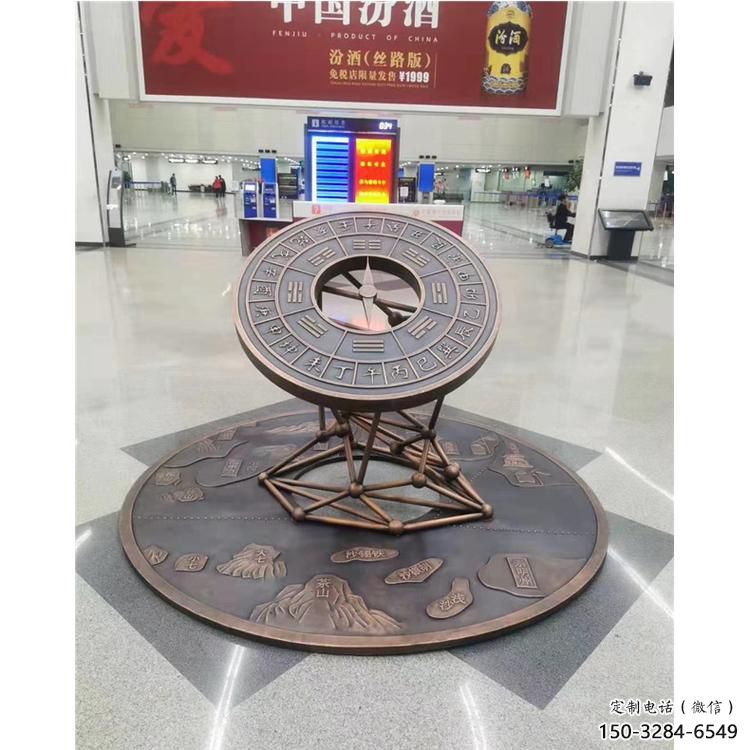 商業(yè)街日晷雕塑 烤漆雕塑 彩繪計(jì)時(shí)雕塑