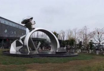 大型指環雕塑 鍛造發光標識雕塑 房地產戒指環雕塑