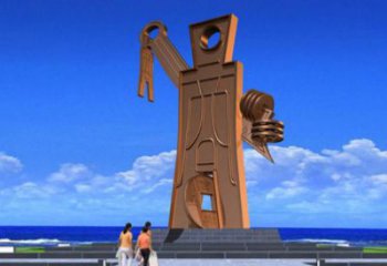 鋼管鑰匙雕塑 異形噴水雕塑 農村金鑰匙雕塑