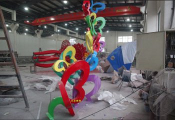 噴漆數(shù)字雕塑 中式村口雕塑 草地文字雕塑