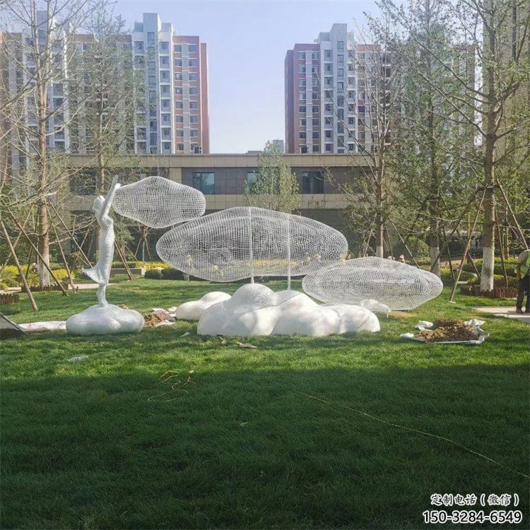 懸空云梯雕塑 大型別墅區云朵雕塑 農村梯子雕塑