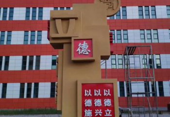 標識竹簡雕塑 彩繪剪紙標識雕塑 校園書本雕塑