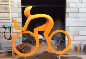 鋼管賽車(chē)雕塑 異形噴水賽車(chē)人雕塑 農(nóng)村體育雕塑