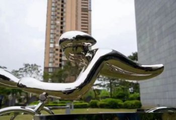 鏡面賽車雕塑 烤漆大型體育雕塑 彩繪賽車人雕塑