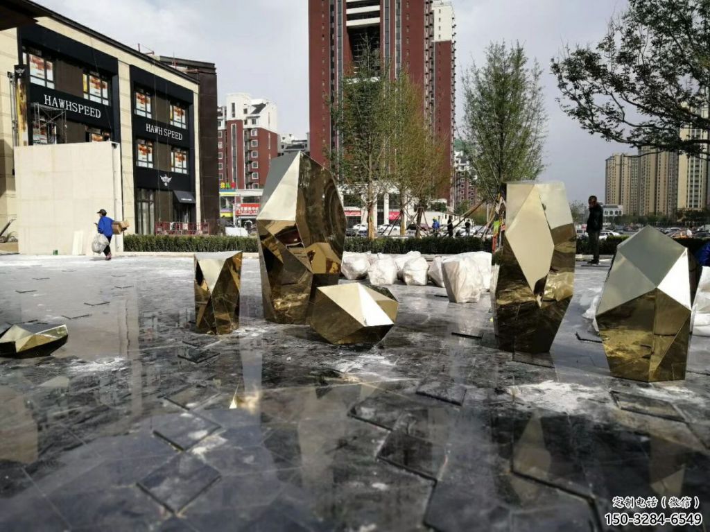 房地產石塊雕塑 現代景觀石雕塑 幾何石頭雕塑