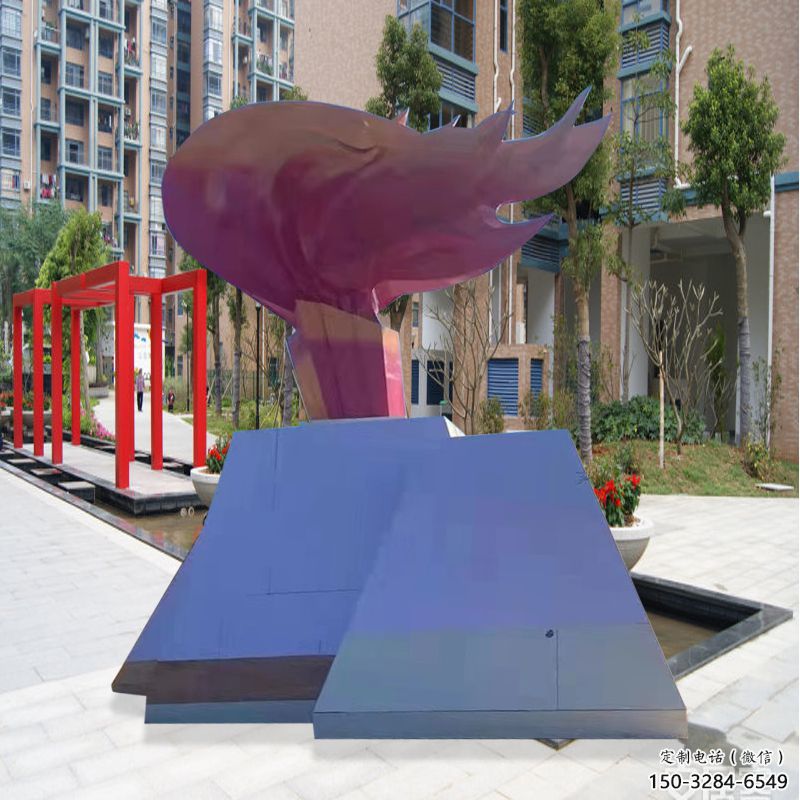 現(xiàn)代火把雕塑 大型別墅區(qū)星火相傳主題 彩繪篝火雕塑