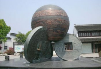 大門口古幣雕塑 發光公園雕塑 仿真銅幣雕塑