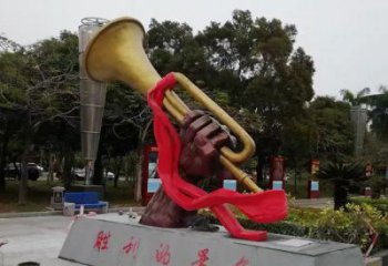 烤漆沖鋒號雕塑 鋼管景觀小品 室內雕塑