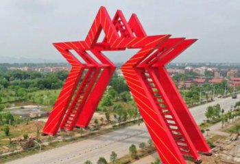 鏤空五角星雕塑 噴水園林黨建雕塑 住宅小區紅色文化