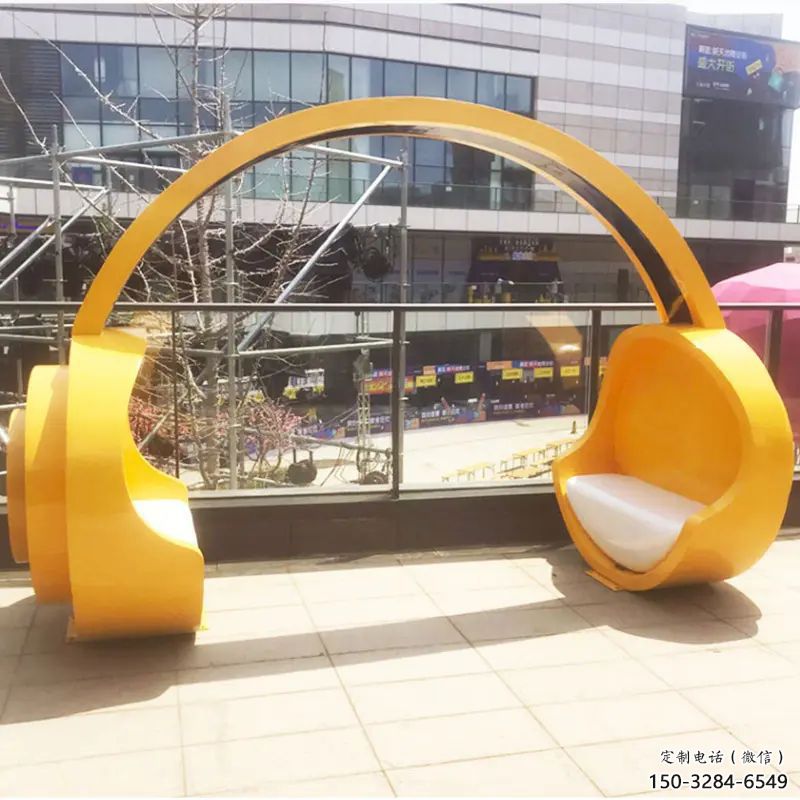 鏤空耳麥雕塑 噴水園林音樂雕塑 住宅小區(qū)耳機雕塑