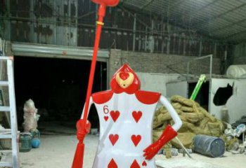 美陳撲克雕塑 異形噴水雕塑 酒店撲克牌雕塑