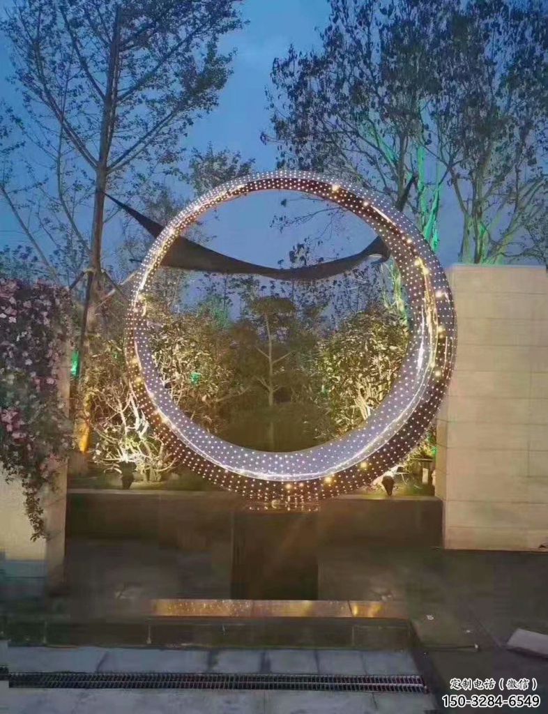 戶外花環雕塑 噴漆環形雕塑 燈光雕塑