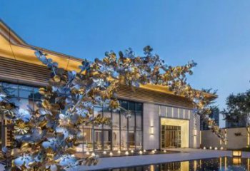 鏡面花環雕塑 烤漆大型雕塑 彩繪環形雕塑