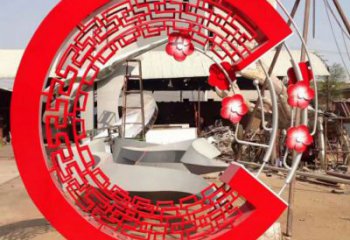 異形花環雕塑 現代校園雕塑 校園環形雕塑