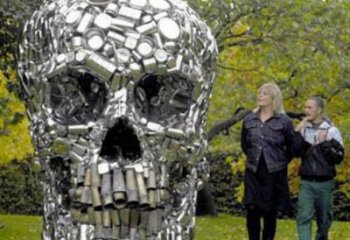 彩繪骷髏雕塑 電鍍現代鬼怪雕塑 公園骷髏頭雕塑