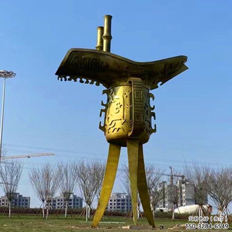 現代酒尊雕塑 大型別墅區酒尊杯雕塑 彩繪酒器雕塑