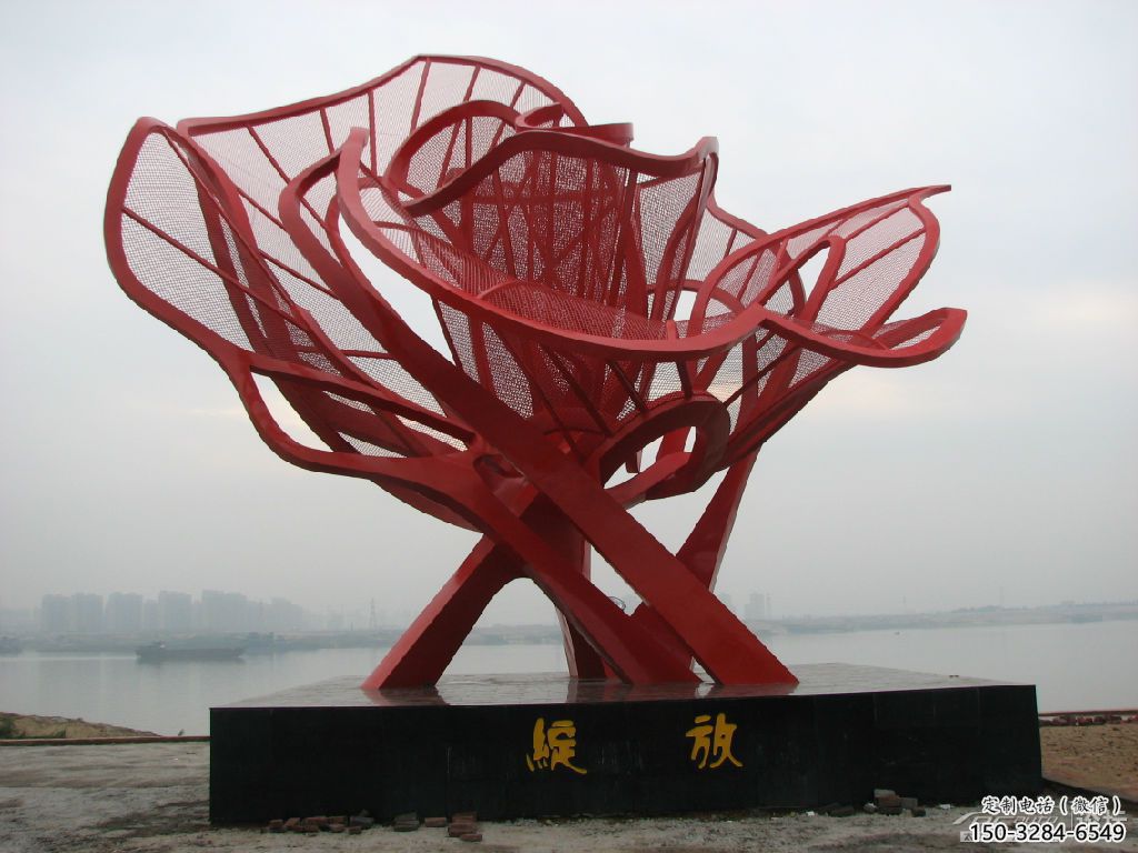 景觀月季花雕塑 烤漆大型花卉雕塑 酒店花朵雕塑