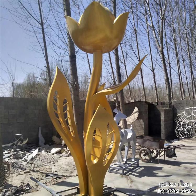 拉絲月季花雕塑 鏤空創(chuàng)意花朵雕塑 別墅區(qū)花朵雕塑