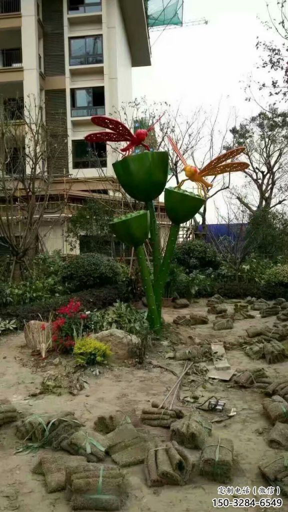 廣場蓮藕雕塑 抽象蓮科雕塑 烤漆雕塑