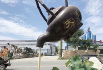 抽象天壺雕塑 啞光懸空雕塑 室內流水雕塑