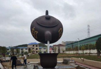 仿真天壺雕塑 電鍍現(xiàn)代懸空雕塑 部隊(duì)流水雕塑