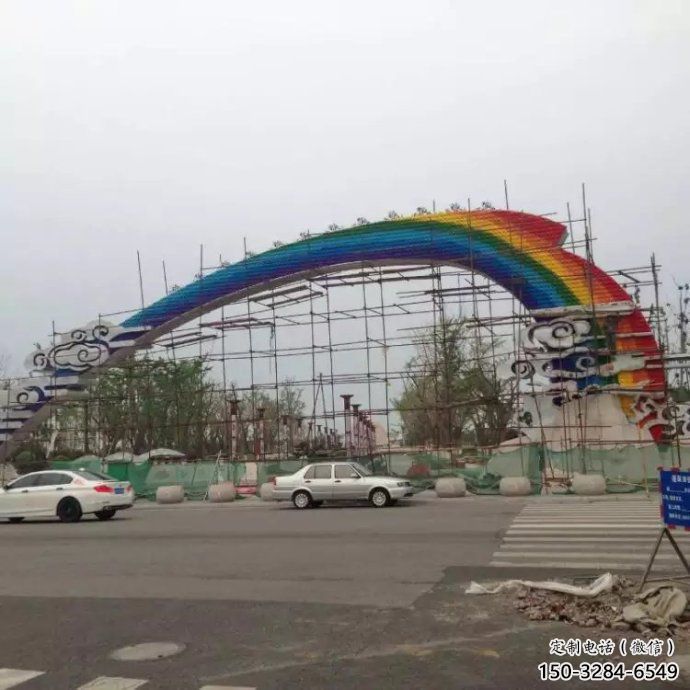 祥云大門雕塑，城市地標建筑，不銹鋼祥云大門雕塑