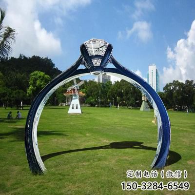 戒指大門雕塑，現(xiàn)代景觀小品，不銹鋼戒指拱門雕塑