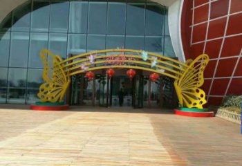 蝴蝶拱門(mén)雕塑,鏤空工藝，不銹鋼蝴蝶拱門(mén)雕塑