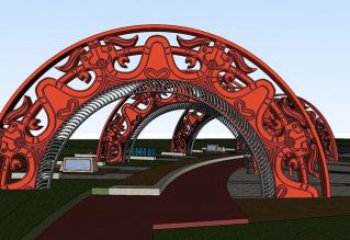 廣場(chǎng)拱門(mén)雕塑，烤漆工藝，不銹鋼景觀門(mén)頭雕塑