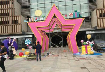 五角星門套雕塑,創(chuàng)意藝術(shù)設(shè)計，不銹鋼景觀大門雕塑